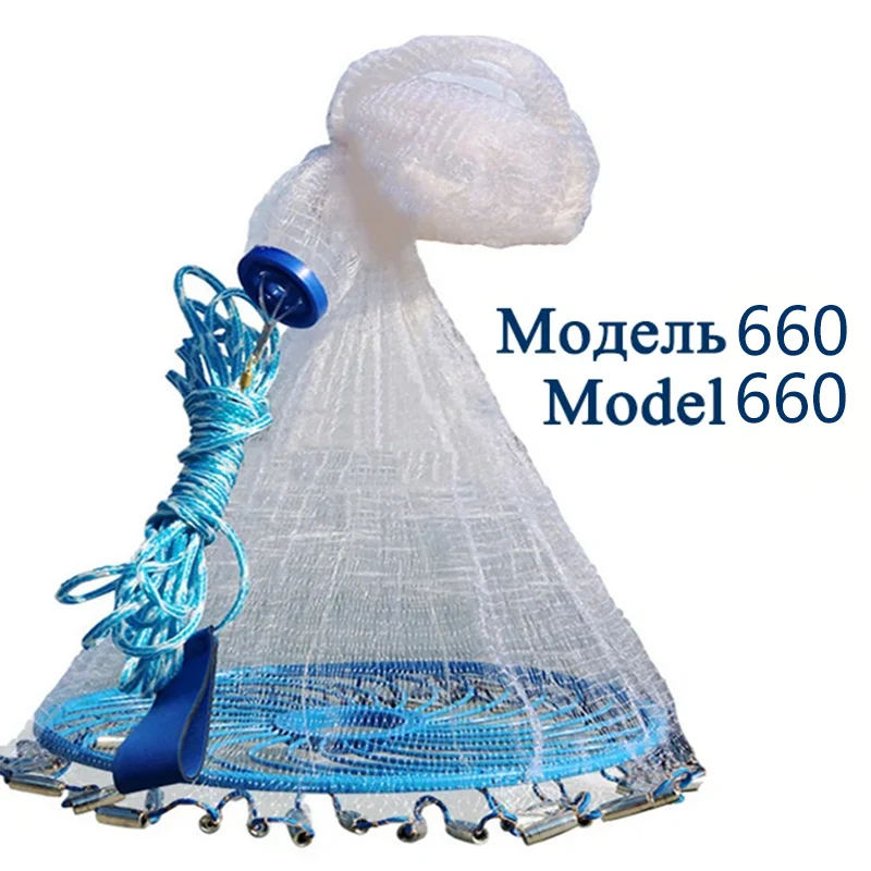 Lawaia Hand Cast Net Aluminum or Blue Plastic Ring Folding Network Steel Pendant Monofilament Nylon Fishing Line Fishnet - Image 21