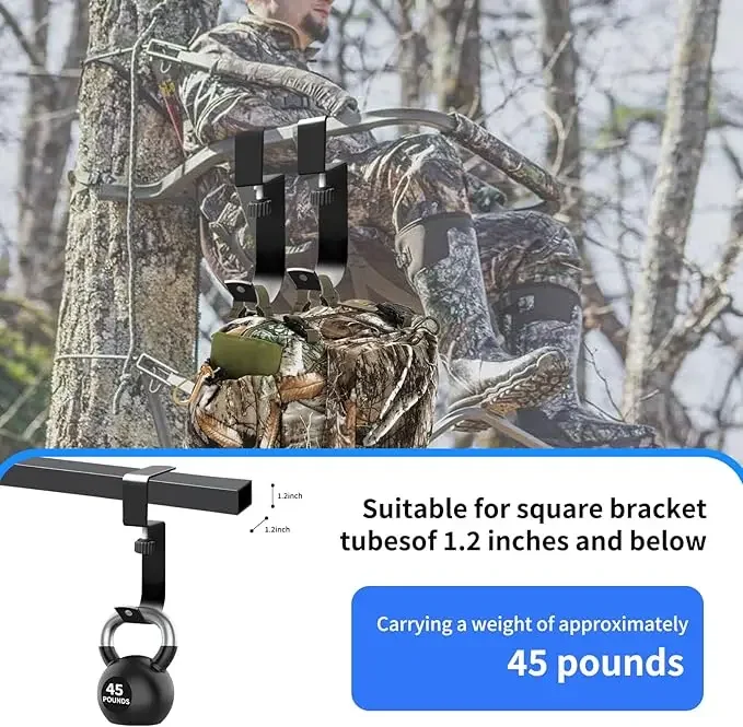 Metal Hunting Tree Stand Seat Hangers Adjustable Treestand Gear Hanger for Easy Hook on Treestand Accessories for Hunting - Image 4
