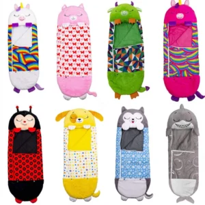 Cartoon Kids Sleepsacks Plush Sleeping Bag with Pillow for Boys & Girls Baby Animal Sleep Sack with Doll Pillow for Birthday