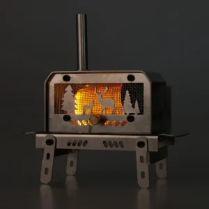 Mini Tent Stove with Chimney Outdoor Firewood Stove Stainless Steel Wood Burning Stove for Outdoor Cooking BBQ