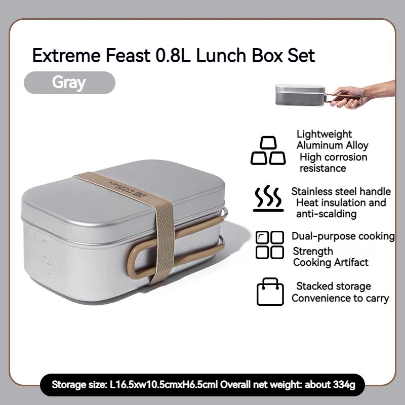 MOBI GARDEN Jiyan 0.8L Lunch Box Set 304 Stainless Steel Ultralight Novelty Camping Supplies Cool Camping Gear Camping Cooking - Image 6