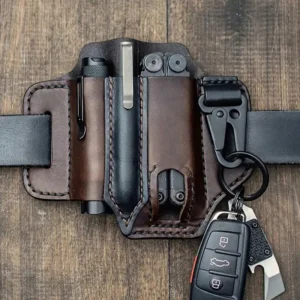 Multi Tool Belt Leather Bag Portable Tool Storage Bag Holster Outdoor Survival Camping Hunting Waist Leather Pocket