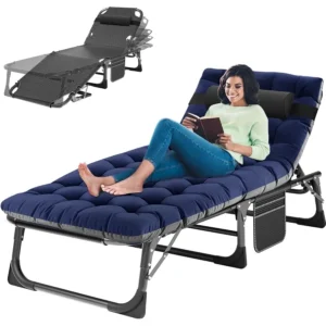 Foldable Camping Cots for Adults Double Layer 1200D 500lb Loading Cot for Sleeping Heavy Duty Guest Bed with Mattress Carrying
