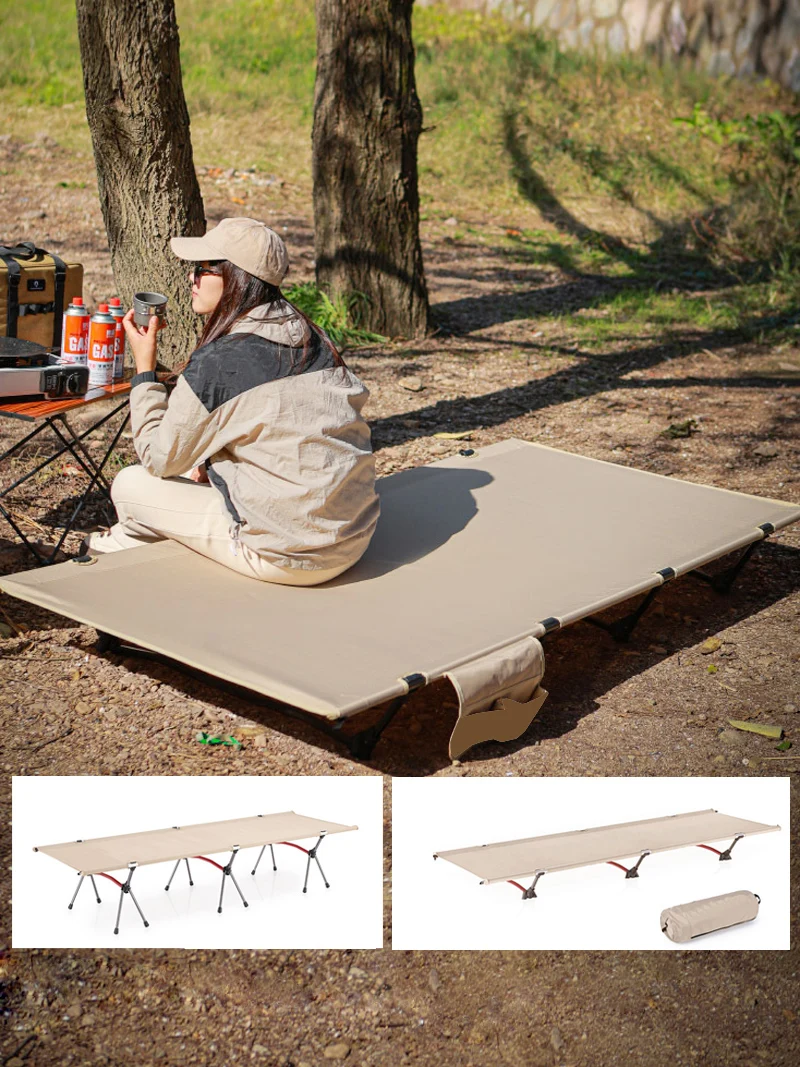 Lohascamping 90cm widen Camping cot Ultralight Portable High-low dual-purpose folding Bed Backpacking Travel hiking Sleeping Cot