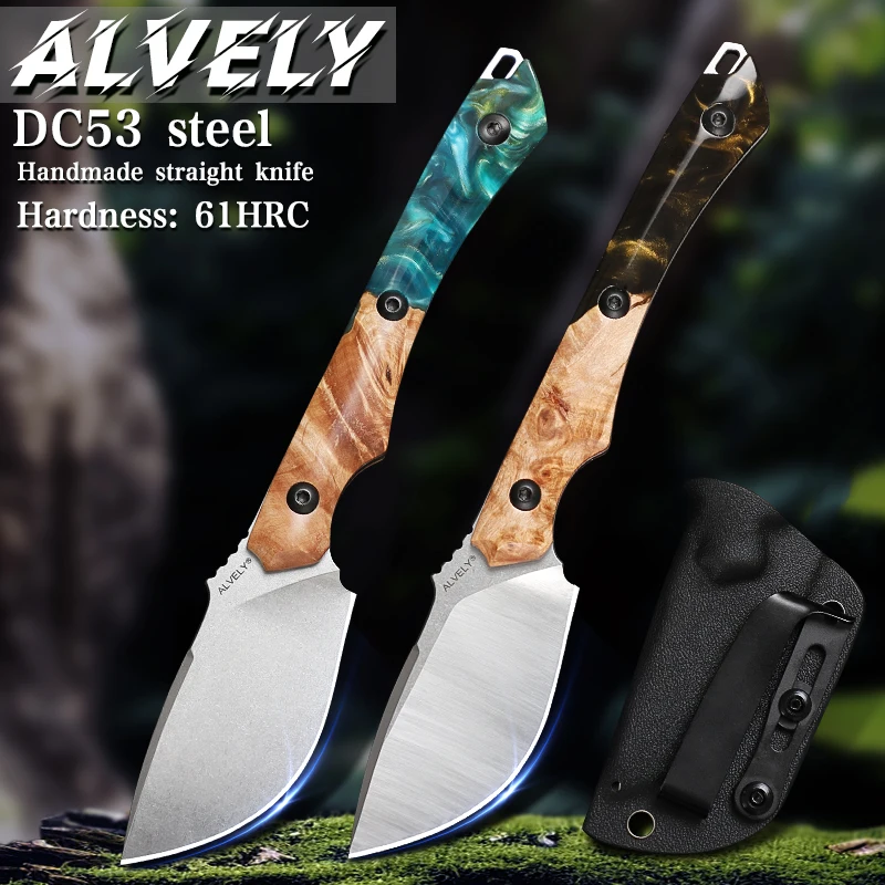 DC53 Steel Fixed Blade Knife, Outdoor Hunting Fixed Blade Knife, Suitable for Mountaineering, Camping Survival, and Hiking