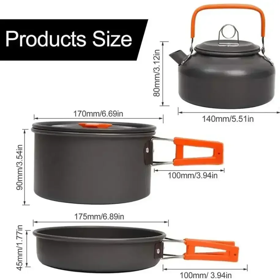 Camping Cookware Set Aluminum Nonstick Portable Outdoor Tableware Kettle Pot Cookset Cooking Pan Bowl for Hiking BBQ Picnic - Image 3