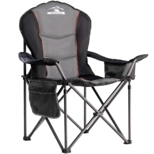 Tisetrail Oversized Camping Chair Folding Chair with Cooler Padded Outdoor Chairs Heavy Duty Support 500 LBS Black&Gray