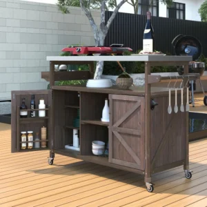 Stainless Steel Outdoor BBQ Grill Cart with Ample Storage for Patio and Kitchen Use