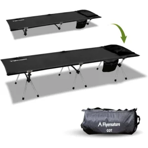 2-in-1 Ultra-Light Portable Camping Cot for Adults - Military Heavy Duty Folding Backpacking Cot with Leg Extenders