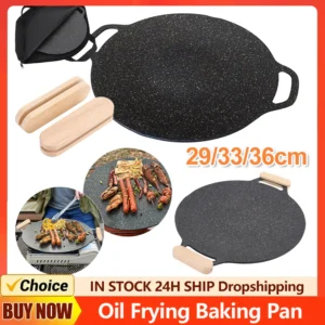 Grilling Pan Non-stick Cooking Pans Multi-purpose Induction Cooker Round for Outdoor Camping Kitchen Bakeware Household Tools