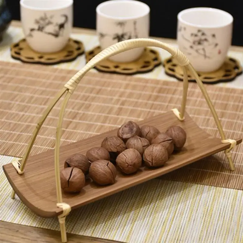 Creative Wooden Tea Tray Serving Table Plate Snacks Food Storage Dish for Home Fruit Dishes Saucer Tray Dessert Serving Tray - Image 2