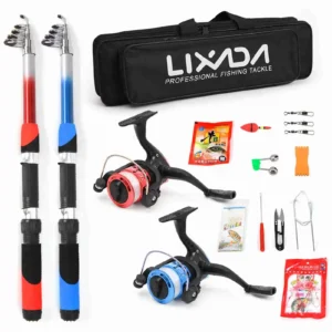 Fishing Pole Combo Set 2.1m Portable Telescopic Fishing Rod and Reel Complete Kit fishing rod reel combo with carry case