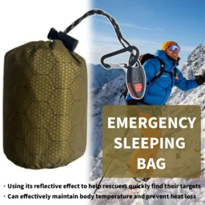 Emergency Thermal Sleeping Bag W/ PE Aluminum Film Portable Survival Blanket Warm Windproof Waterproof Camping Outdoor Equipment