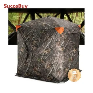 SucceBuy Hunting Blind 270° See Through Ground Blind 2-3 Person Pop Up Deer Blind for Hunting with Carrying Bag, Portable Tent