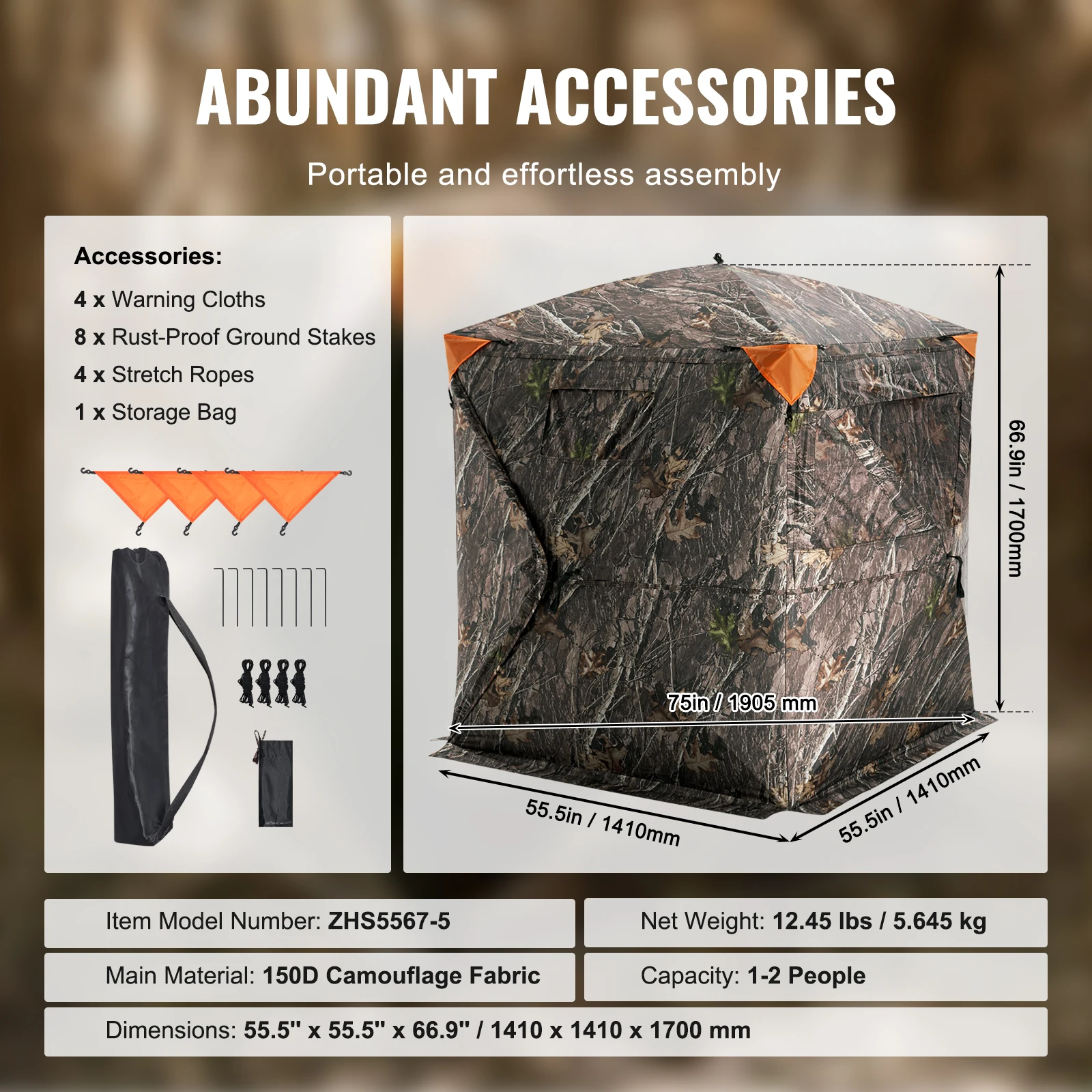 SucceBuy Hunting Blind 270° See Through Ground Blind 2-3 Person Pop Up Deer Blind for Hunting with Carrying Bag, Portable Tent - Image 7