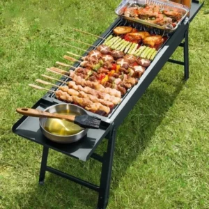 Household Barbecue Grill Stove Stainless Steel Outdoor Camping Folding Charcoal Stove Park Picnic Camp Cooking Supplies