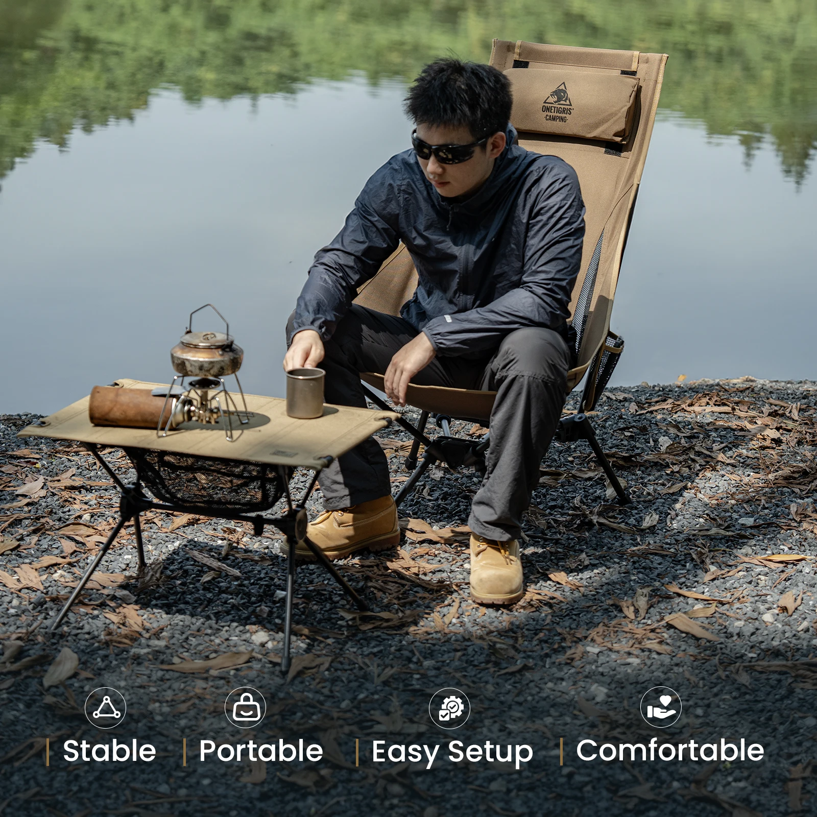 OneTigris Portable Tigerblade Camping Chairs Outdoor High Back Chair For Fishing Trekking BBQ Parties Gardening Indoor Use - Image 5