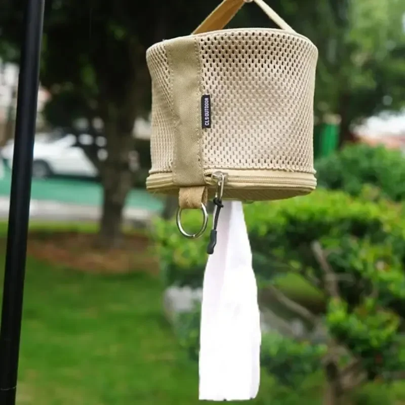 Outdoor camping tissue case roll paper storage bag with hook portable tissue holder tent hanging napkin holder camping supplies - Image 6