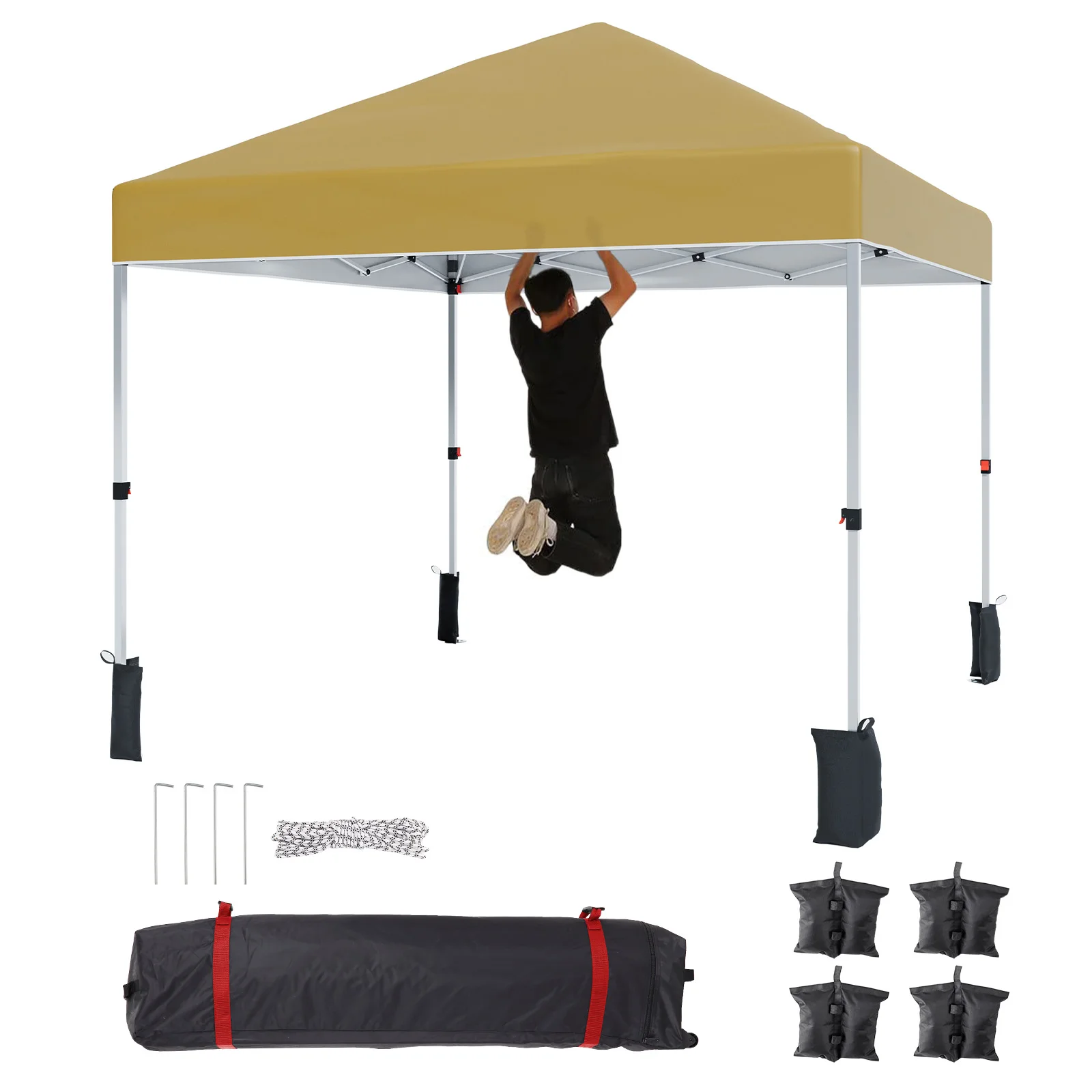10x10ft Center Locking Canopy Tent, Portable Outdoor Canopy Tent, Height Adjustable Straight Legs, Waterproof and UV Protection - Image 2