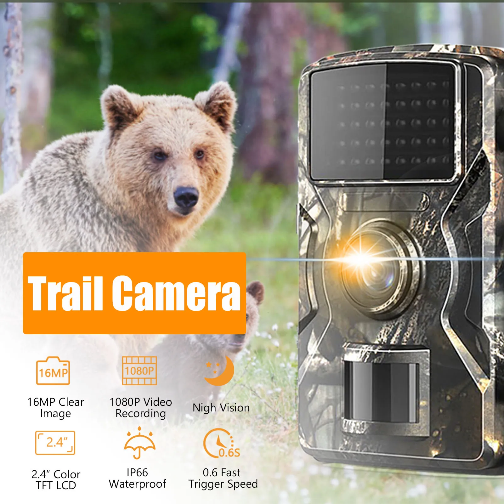 game camera 1080P Hunting Camera 2.0in LCD 16MP Infrared Night Vision Mobile Monitoring IP66 Waterproof Trail Camera - Image 4