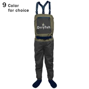 Men Breathable Stockingfoot Chest Waist Convertible Wader Waterproof Wading Pants for Fishing Hunting Kayaking ATV Sport Clothes