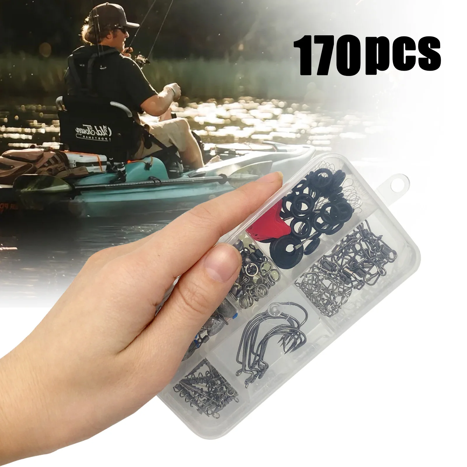 170-410pcs Professional Fishing Kit with Tackle Box, Hooks Sinkers Swivels for Bass Trout Saltwater Fishing Complete Lure Set - Image 6
