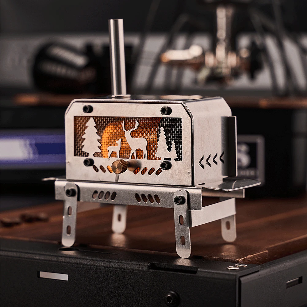 Mini Tent Stove with Chimney Outdoor Firewood Stove Stainless Steel Wood Burning Stove for Outdoor Cooking BBQ - Image 3