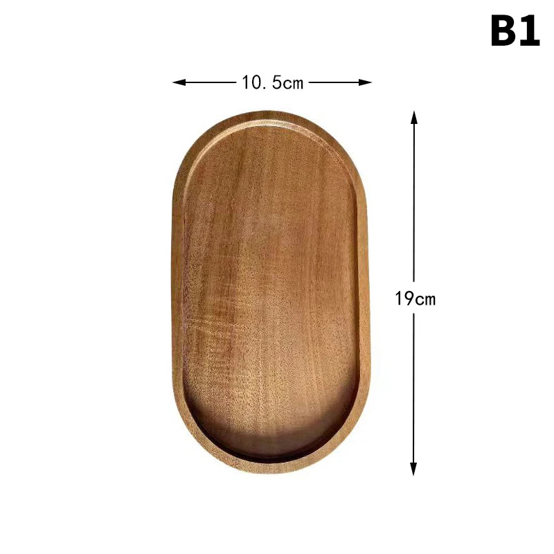 1PC Wooden Serving Trays Oval Wood Tray Platters for Serving Food Dishes Dinner Plates Solid Wood Round Dessert Plate - Image 10