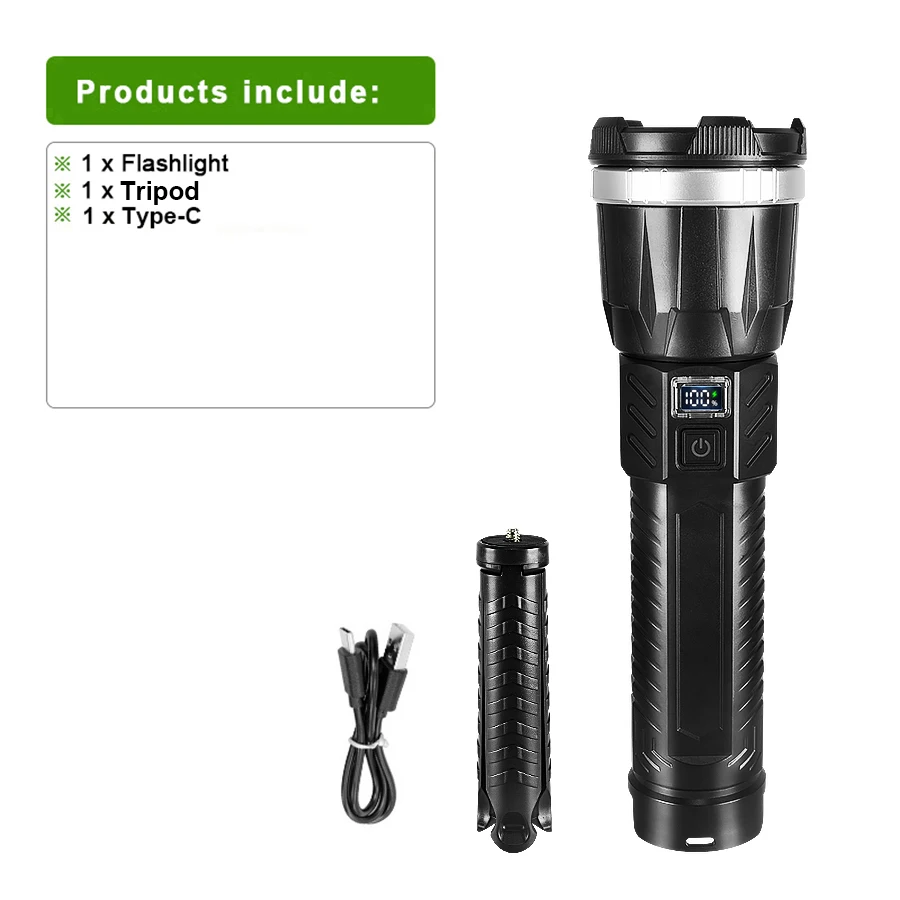 19000000LM Super Powerful Flashlight Built-in 3*18650 High Power Torch Rechargeable LED Light Big Aperture Camping COB Lantern - Image 7