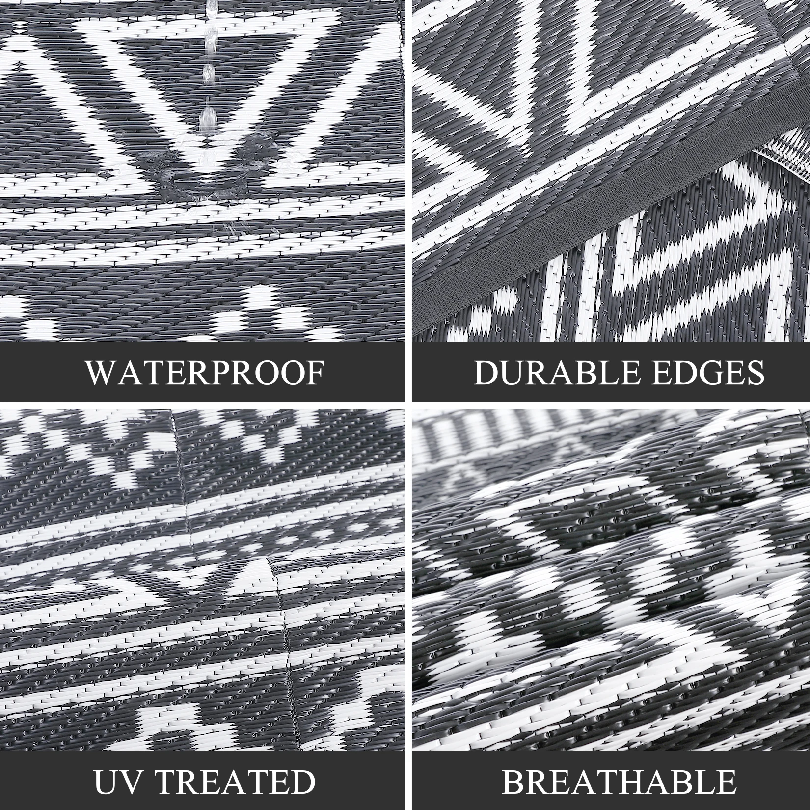 Outdoor Rug 5x8 Waterproof Reversible Patio Rug Outside Plastic RV Rug Boho Camping Rug for Camper Porch Balcony Backyard Picnic - Image 2