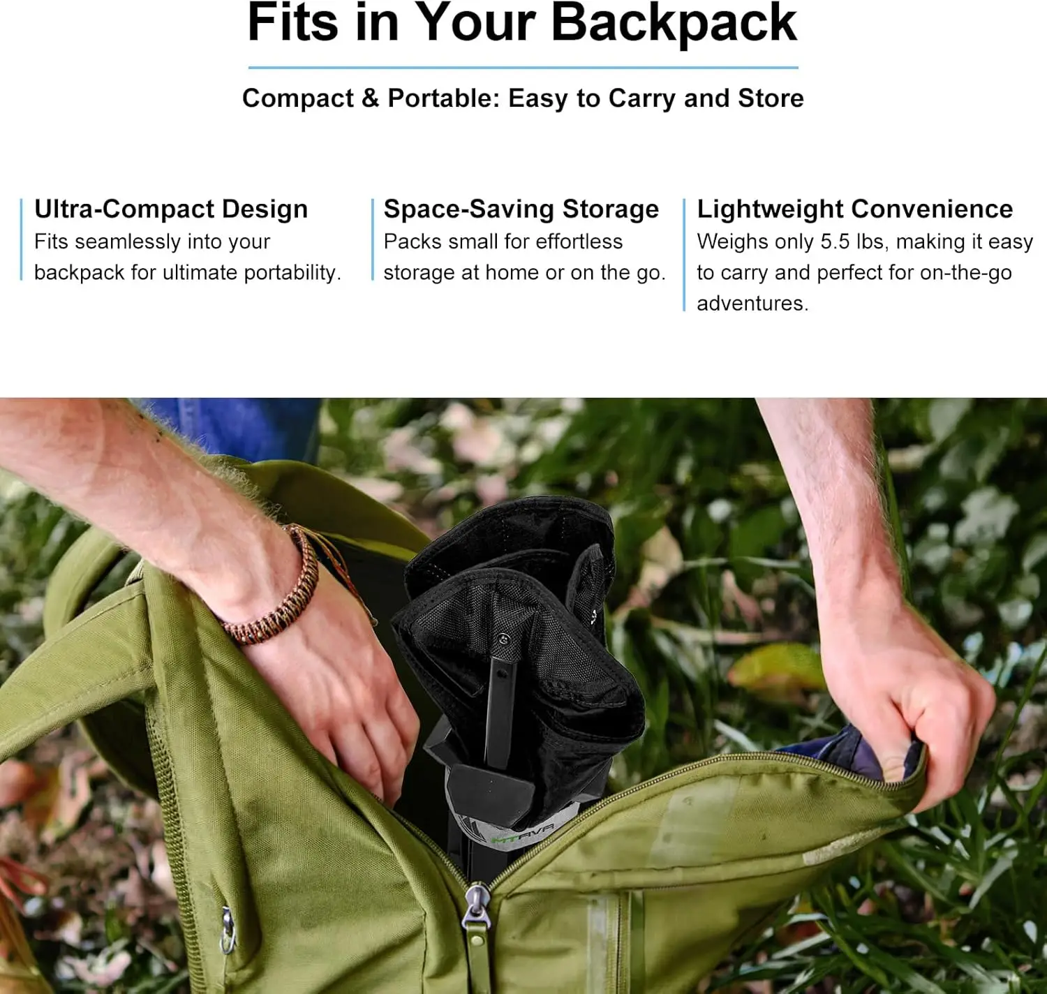 Portable Camping Chairs, Collapses to Size of Water Bottle, Lightweight Small Folding Chairs for Camping, Lawn, Travel, Picnics - Image 4