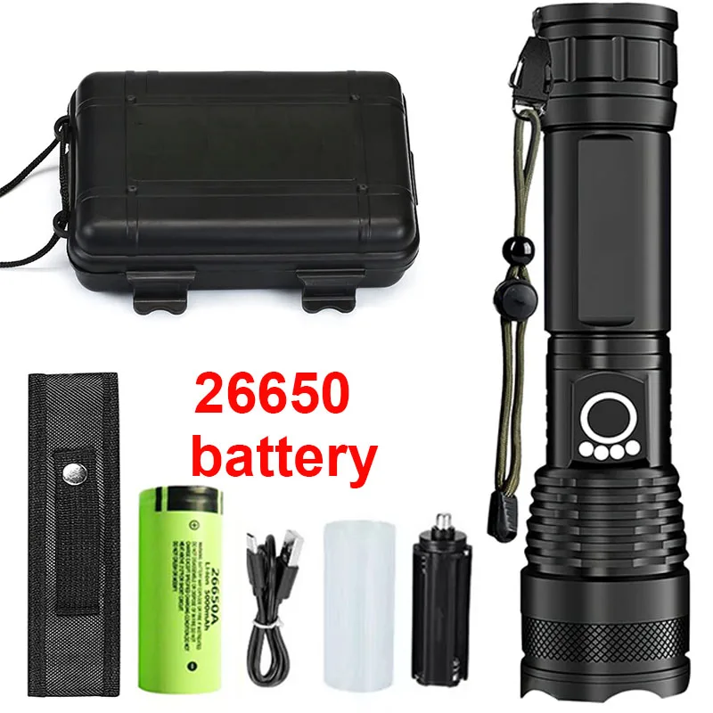 High Power Rechargeable LED Tactical Flashlight Aluminum Alloy Telescopic Zoom Torch Lamp for Outdoor Camping Fishing - Image 9