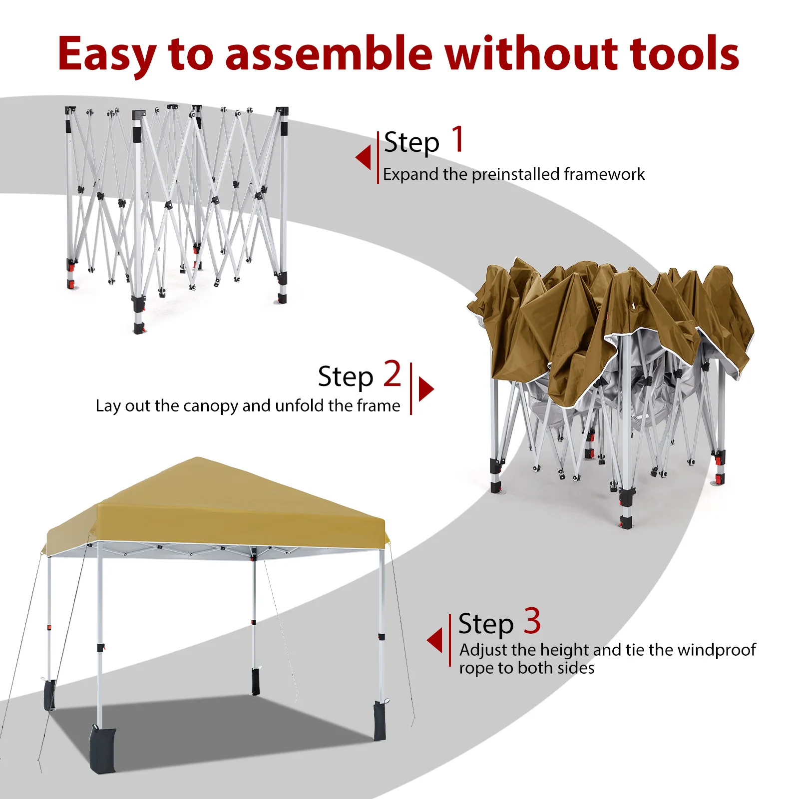 10x10ft Center Locking Canopy Tent, Portable Outdoor Canopy Tent, Height Adjustable Straight Legs, Waterproof and UV Protection - Image 5