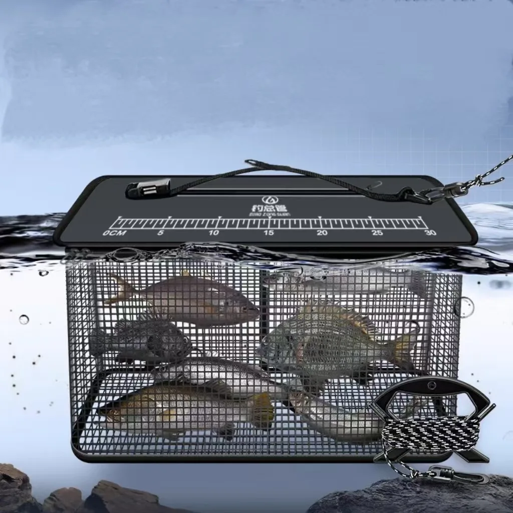Santa King Floating Fish Basket Foldable Fishing Holder Minnow Bucket Portable Collapsible Fishing Net Storage Cage
