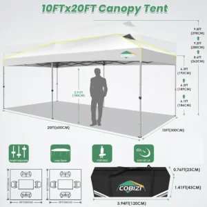 10x20 Pop Up Canopy Tent Without Removable Sidewalls, One Push Party Tent Outdoor Waterproof Event Canopy with Air Vent for Par