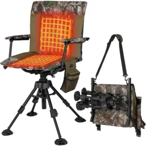 ZZZ Heated Hunting Blind Chair 360 Degree Silent Swivel with 20000mAh Battery, Portable Stable Ground Folding Chair
