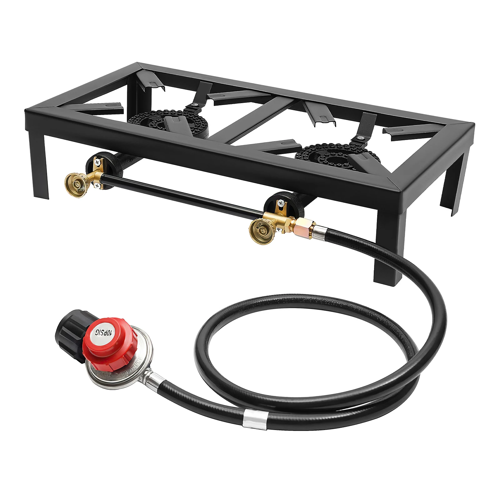 8000W Portable Double Burner Outdoor Gas Stove Propane Cooker with Adjustable 0-10Psi Regulator Hose for Patio Camping, BBQ - Image 8