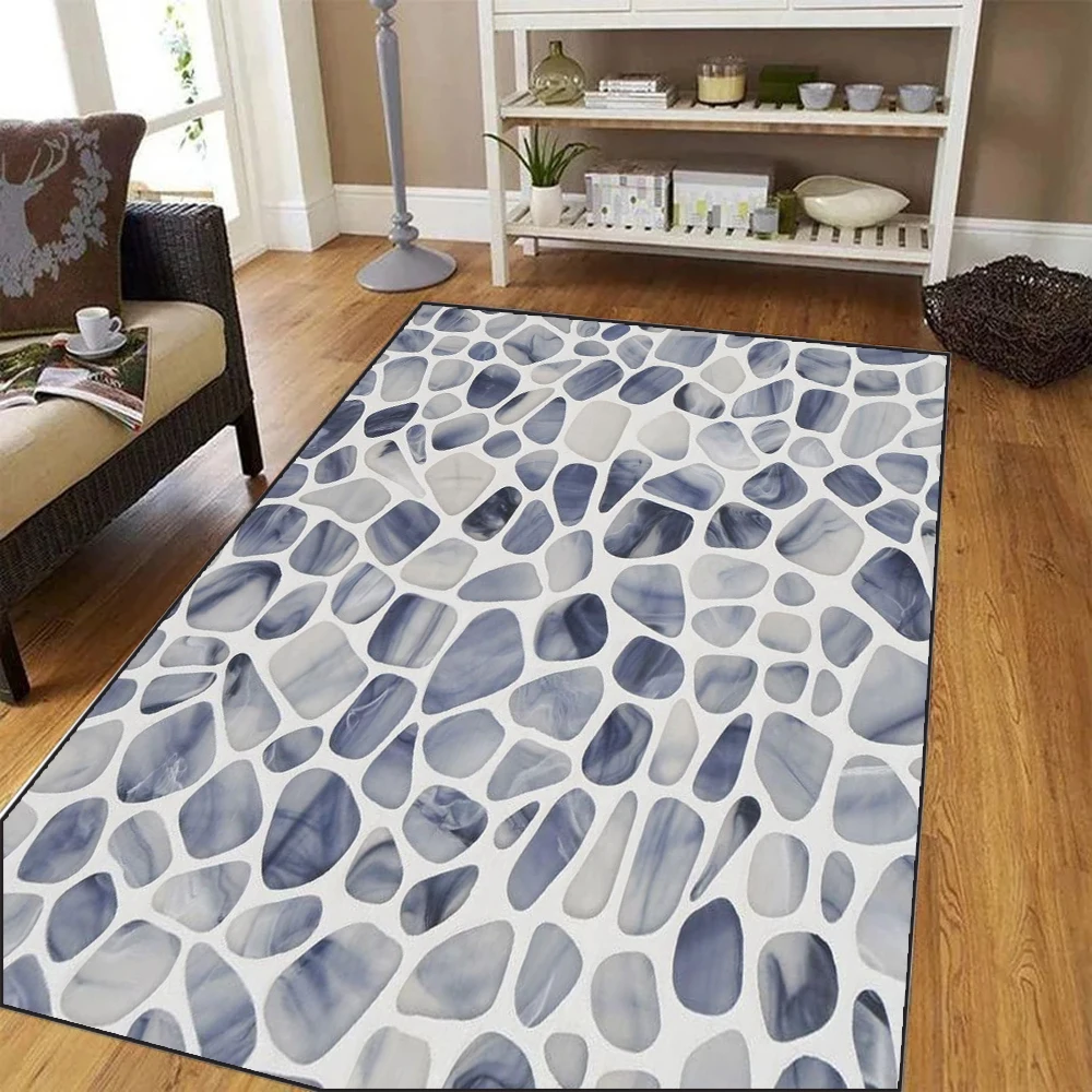 Blue Abstract Rug Stone Road Pattern Outdoor Non-Slip Mat Patio Garden RV Camping Durable Polyester Indoor Outdoor Holiday Decor - Image 9
