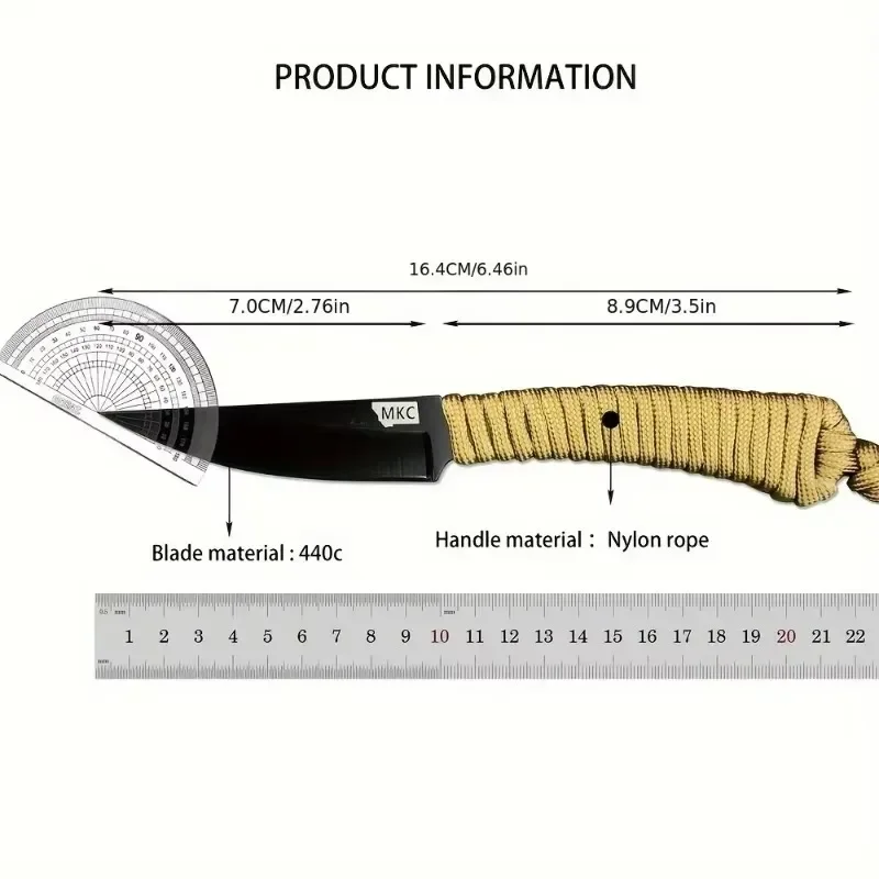 SPEEDGOAT 2.0 MKC Outdoor Fixed Blade Knives 440C Blade Nylon Rope Handle Outdoor Camping Fishing Cutter Multi-tool - Image 6