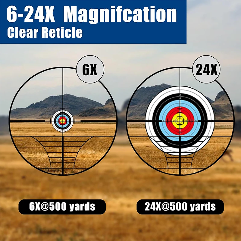 6-24x50 AO Rifle Scope Hunting Long-Range Scope Illuminated Red/Green Reticle Tactical Optical Sight for Rifle - Image 4