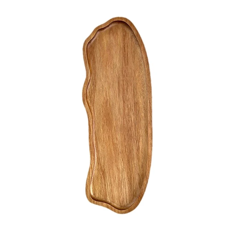 1PC Wooden Serving Trays Oval Wood Tray Platters for Serving Food Dishes Dinner Plates Solid Wood Round Dessert Plate - Image 7