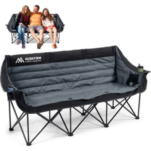 Portable Triple-Seat Folding Camping Chair with Oversized Loveseat and Padded Comfort for Heavy-Duty Outdoor Adventures