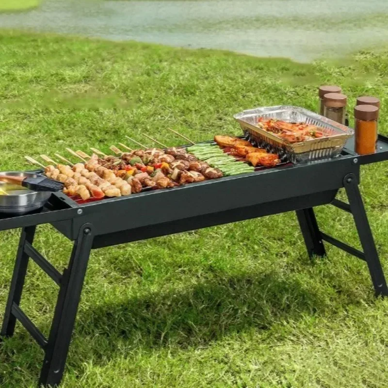Household Barbecue Grill Stove Stainless Steel Outdoor Camping Folding Charcoal Stove Park Picnic Camp Cooking Supplies - Image 2