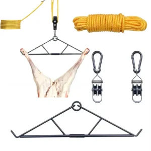 Hunting Deer Game Hoist Pulley Lifting System Max to 700 Lbs Capacity with Drag Harness Deer Carcass Butcher Hunting Accessories