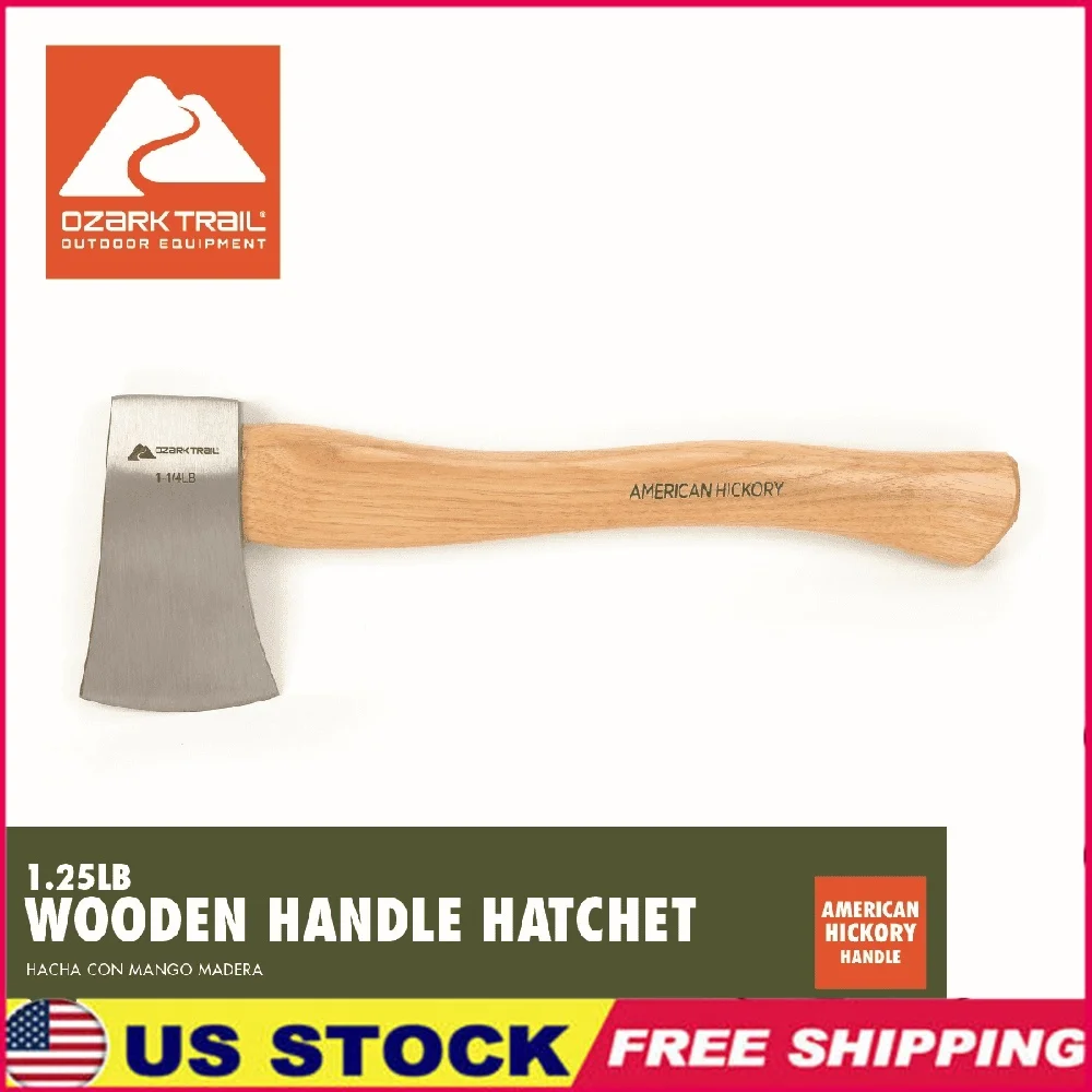 1.25 lb Hatchet Axe with 12 Inch Hickory Handle Camping Outdoor Survival Gardening and Kindling Tool