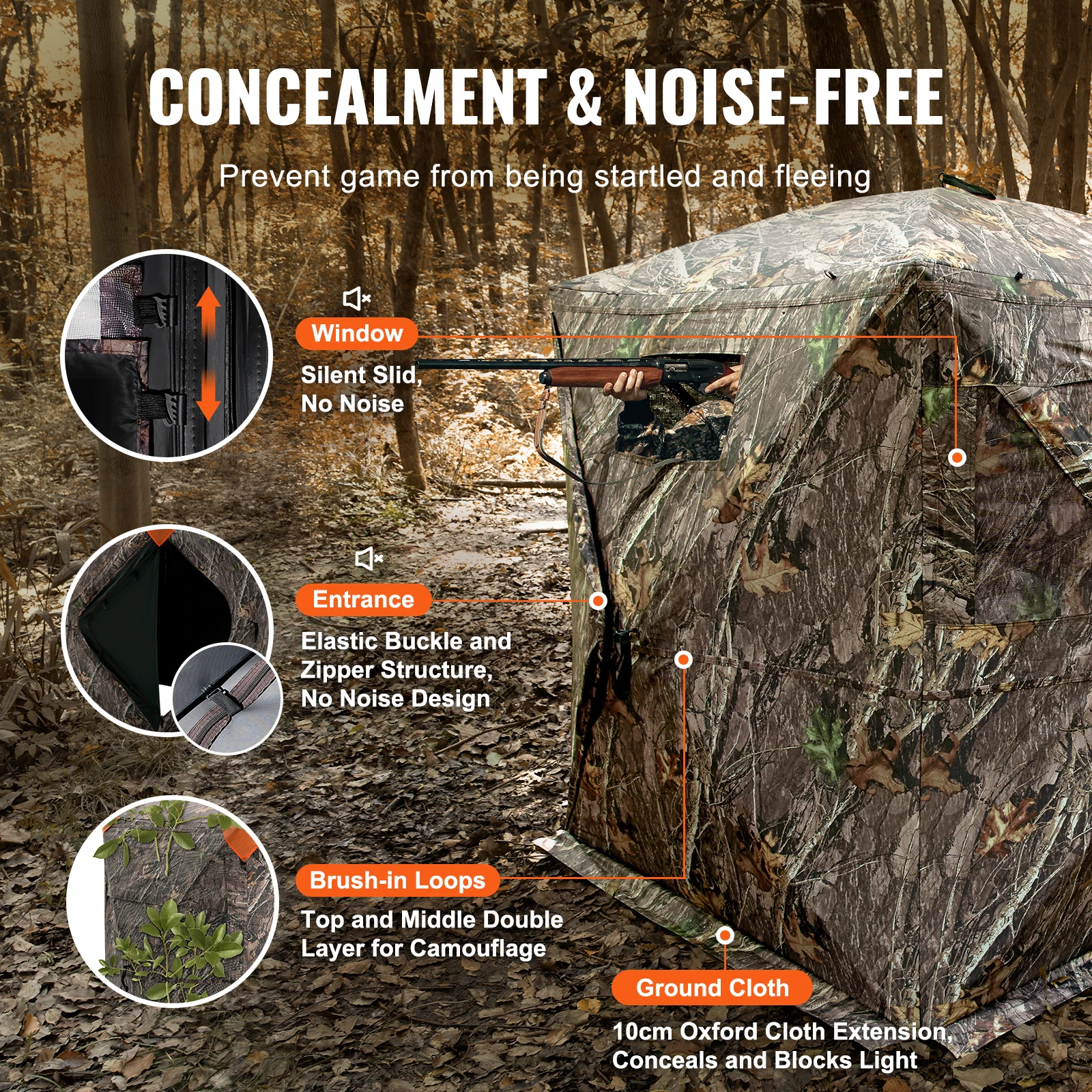 SucceBuy Hunting Blind 270° See Through Ground Blind 2-3 Person Pop Up Deer Blind for Hunting with Carrying Bag, Portable Tent - Image 3