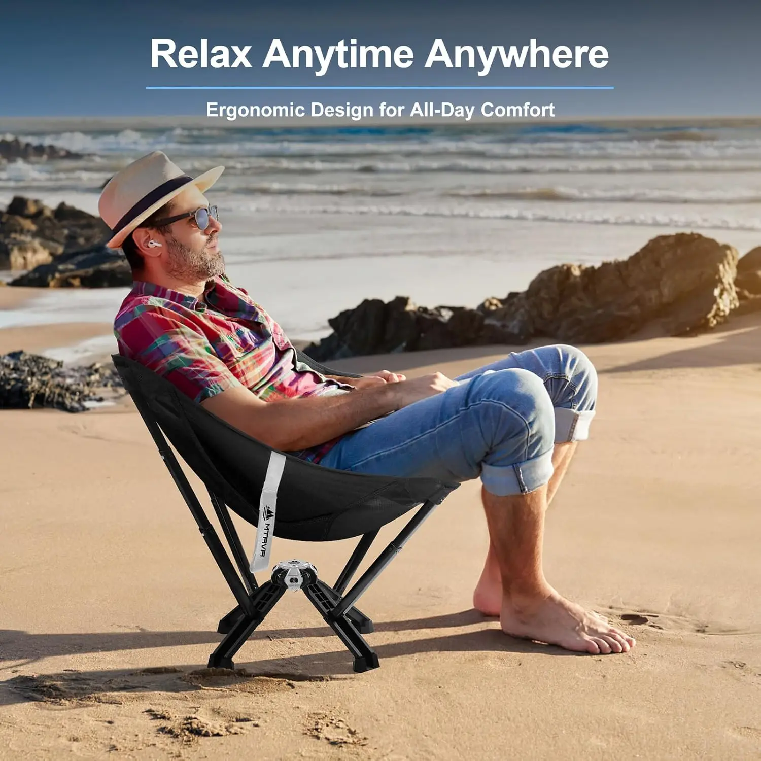 Portable Camping Chairs, Collapses to Size of Water Bottle, Lightweight Small Folding Chairs for Camping, Lawn, Travel, Picnics - Image 5