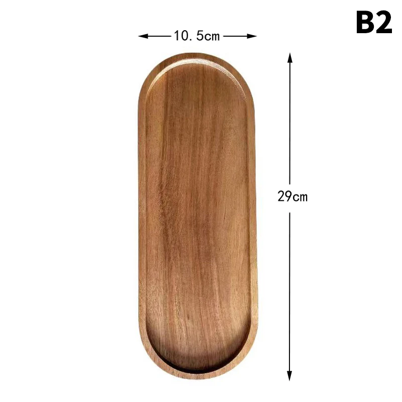 1PC Wooden Serving Trays Oval Wood Tray Platters for Serving Food Dishes Dinner Plates Solid Wood Round Dessert Plate - Image 8