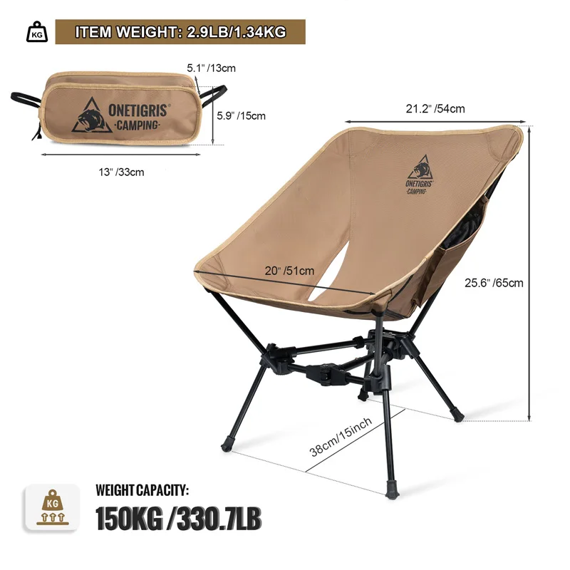 OneTigris Tigerblade Camping Chair Foldable Outdoor Chair Triangle Framed Compact Portable Backpacking Hiking Chair - Image 2