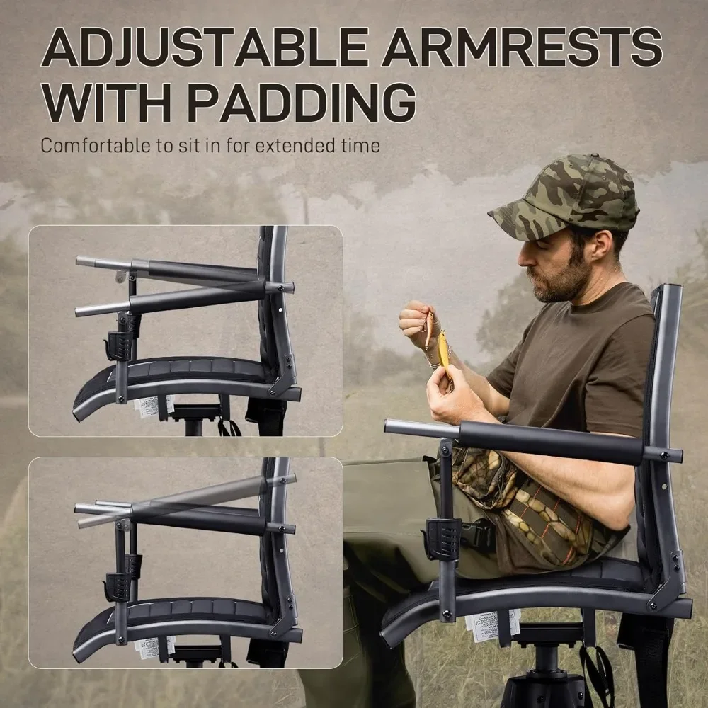 Customizable 360° Silent Swivel Hunting Chair for Blinds, Adjustable Folding Hunting Seats for Outdoor Activities, Fishing, Supp - Image 6